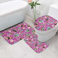 Hawaiian Island Shapes-Iconic Landscape Bathroom Set with Plumeria and Palaka Pink Color