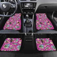Hawaiian Island Shapes-Iconic Landscape Car Mats with Plumeria and Palaka Pink Color