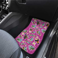Hawaiian Island Shapes-Iconic Landscape Car Mats with Plumeria and Palaka Pink Color