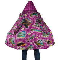 Hawaiian Island Shapes-Iconic Landscape Cloak with Plumeria and Palaka Pink Color