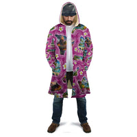 Hawaiian Island Shapes-Iconic Landscape Cloak with Plumeria and Palaka Pink Color