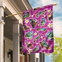 Hawaiian Island Shapes-Iconic Landscape Garden Flag with Plumeria and Palaka Pink Color