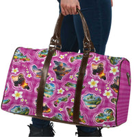 Hawaiian Island Shapes-Iconic Landscape Travel Bag with Plumeria and Palaka Pink Color LT03 - Polynesian Pride