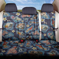 Hawaii Islands Map Design with Japanese Landscape Back Car Seat Cover Hawaiian Japan Fusion Art Navy Color