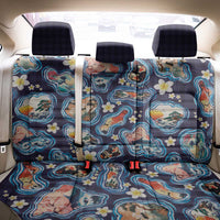 Hawaii Islands Map Design with Japanese Landscape Back Car Seat Cover Hawaiian Japan Fusion Art Navy Color