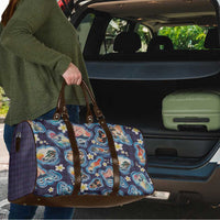 Hawaii Islands Map Design with Japanese Landscape Travel Bag Hawaiian Japan Fusion Art Navy Color