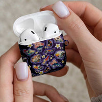 Hawaii Islands Map Design with Japanese Landscape AirPods Case Hawaiian Japan Fusion Art Purple Color