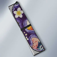 Hawaii Islands Map Design with Japanese Landscape Auto Sun Shade Hawaiian Japan Fusion Art Purple Color