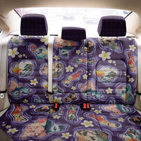 Hawaii Islands Map Design with Japanese Landscape Back Car Seat Cover Hawaiian Japan Fusion Art Purple Color LT03 - Polynesian Pride