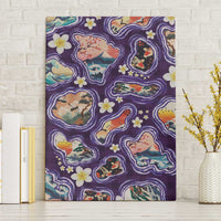 Hawaii Islands Map Design with Japanese Landscape Canvas Wall Art Hawaiian Japan Fusion Art Purple Color LT03 Without Frame Purple - Polynesian Pride