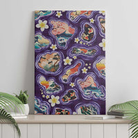 Hawaii Islands Map Design with Japanese Landscape Canvas Wall Art Hawaiian Japan Fusion Art Purple Color LT03 - Polynesian Pride