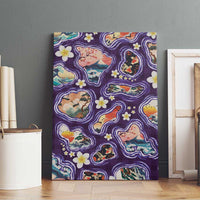 Hawaii Islands Map Design with Japanese Landscape Canvas Wall Art Hawaiian Japan Fusion Art Purple Color LT03 - Polynesian Pride