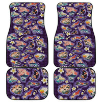 Hawaii Islands Map Design with Japanese Landscape Car Mats Hawaiian Japan Fusion Art Purple Color