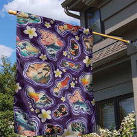 Hawaii Islands Map Design with Japanese Landscape Garden Flag Hawaiian Japan Fusion Art Purple Color LT03 - Polynesian Pride