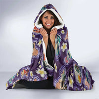 Hawaii Islands Map Design with Japanese Landscape Hooded Blanket Hawaiian Japan Fusion Art Purple Color LT03 - Polynesian Pride