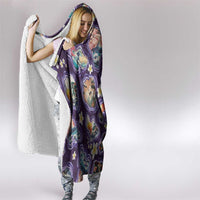 Hawaii Islands Map Design with Japanese Landscape Hooded Blanket Hawaiian Japan Fusion Art Purple Color LT03 - Polynesian Pride