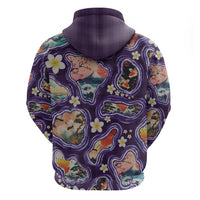 Hawaii Islands Map Design with Japanese Landscape Hoodie Hawaiian Japan Fusion Art Purple Color LT03 - Polynesian Pride