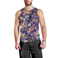 Hawaii Islands Map Design with Japanese Landscape Men Tank Top Hawaiian Japan Fusion Art Purple Color LT03 - Polynesian Pride