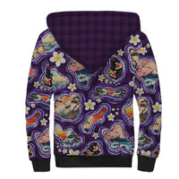 Hawaii Islands Map Design with Japanese Landscape Sherpa Hoodie Hawaiian Japan Fusion Art Purple Color LT03 - Polynesian Pride