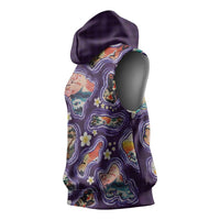 Hawaii Islands Map Design with Japanese Landscape Sleeveless Hoodie Hawaiian Japan Fusion Art Purple Color LT03 - Polynesian Pride