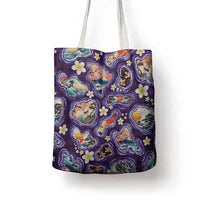 Hawaii Islands Map Design with Japanese Landscape Tote Bag Hawaiian Japan Fusion Art Purple Color LT03 - Polynesian Pride