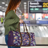 Hawaii Islands Map Design with Japanese Landscape Travel Bag Hawaiian Japan Fusion Art Purple Color LT03 - Polynesian Pride