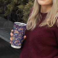Hawaii Islands Map Design with Japanese Landscape Tumbler Cup Hawaiian Japan Fusion Art Purple Color LT03 - Polynesian Pride