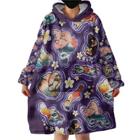 Hawaii Islands Map Design with Japanese Landscape Wearable Blanket Hoodie Hawaiian Japan Fusion Art Purple Color LT03 - Polynesian Pride
