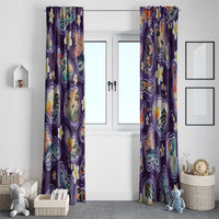 Hawaii Islands Map Design with Japanese Landscape Window Curtain Hawaiian Japan Fusion Art Purple Color