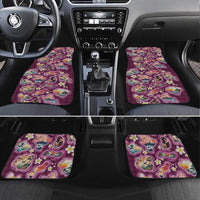Hawaii Islands Map Design with Japanese Landscape Car Mats Hawaiian Japan Fusion Art Pink Color