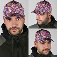 Hawaii Islands Map Design with Japanese Landscape Classic Cap Hawaiian Japan Fusion Art Pink Color