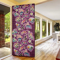 Hawaii Islands Map Design with Japanese Landscape Door Cover Hawaiian Japan Fusion Art Pink Color LT03 - Polynesian Pride
