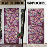 Hawaii Islands Map Design with Japanese Landscape Door Cover Hawaiian Japan Fusion Art Pink Color LT03 - Polynesian Pride