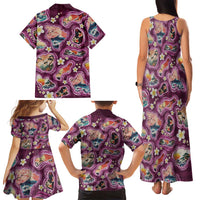 Hawaii Islands Map Design with Japanese Landscape Family Matching Tank Maxi Dress and Hawaiian Shirt Hawaiian Japan Fusion Art Pink Color LT03 - Polynesian Pride