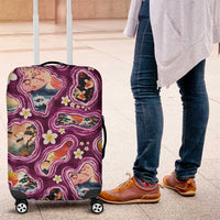 Hawaii Islands Map Design with Japanese Landscape Luggage Cover Hawaiian Japan Fusion Art Pink Color LT03 Pink - Polynesian Pride