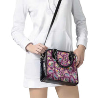 Hawaii Islands Map Design with Japanese Landscape Shoulder Handbag Hawaiian Japan Fusion Art Pink Color