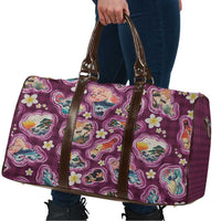 Hawaii Islands Map Design with Japanese Landscape Travel Bag Hawaiian Japan Fusion Art Pink Color LT03 - Polynesian Pride