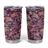 Hawaii Islands Map Design with Japanese Landscape Tumbler Cup Hawaiian Japan Fusion Art Pink Color LT03 Pink - Polynesian Pride
