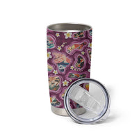 Hawaii Islands Map Design with Japanese Landscape Tumbler Cup Hawaiian Japan Fusion Art Pink Color LT03 - Polynesian Pride