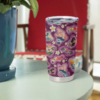 Hawaii Islands Map Design with Japanese Landscape Tumbler Cup Hawaiian Japan Fusion Art Pink Color LT03 - Polynesian Pride