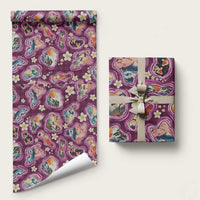 Hawaii Islands Map Design with Japanese Landscape Wrapping Paper Hawaiian Japan Fusion Art Pink Color