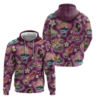 Hawaii Islands Map Design with Japanese Landscape Zip Hoodie Hawaiian Japan Fusion Art Pink Color LT03 - Polynesian Pride