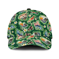 Hawaiian and Japanese Culture Together Classic Cap Hawaiian Island Shapes with Japanese Landscape Green Color LT03 Universal Fit Green - Polynesian Pride