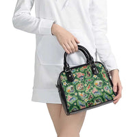 Hawaiian and Japanese Culture Together Shoulder Handbag Hawaiian Island Shapes with Japanese Landscape Green Color LT03 - Polynesian Pride