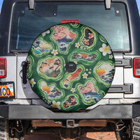 Hawaiian and Japanese Culture Together Spare Tire Cover Hawaiian Island Shapes with Japanese Landscape Green Color LT03 Green - Polynesian Pride