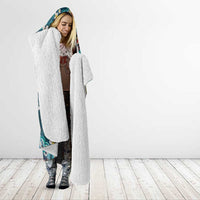 Hawaiian and Japanese Culture Together Hooded Blanket Hawaiian Island Shapes with Japanese Landscape Teal Color LT03 - Polynesian Pride
