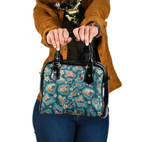 Hawaiian and Japanese Culture Together Shoulder Handbag Hawaiian Island Shapes with Japanese Landscape Teal Color LT03 One Size Teal - Polynesian Pride