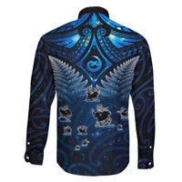 New Zealand Matariki Family Matching Off The Shoulder Long Sleeve Dress and Hawaiian Shirt Maori Pattern and Kiwi Bird Haka Dance Sky Night LT03 - Polynesian Pride