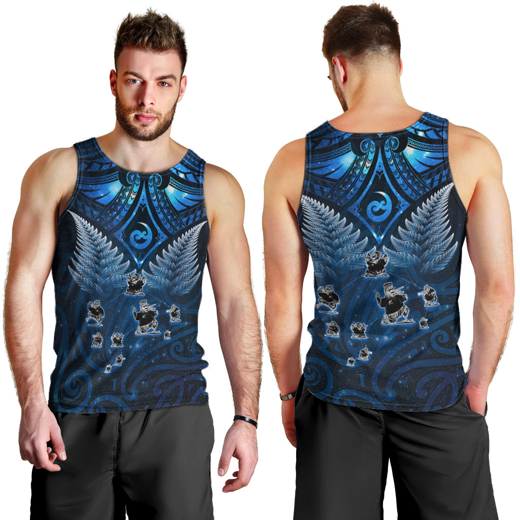 New Zealand Matariki Men Tank Top Maori Pattern and Kiwi Bird Haka Dance Sky Night