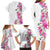 Hawaii Tropical Leaves and Flowers Family Matching Long Sleeve Bodycon Dress and Hawaiian Shirt Tribal Polynesian Pattern White Style